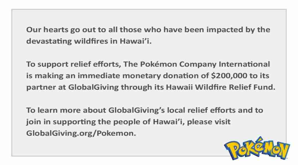 Pokemon Company Donation