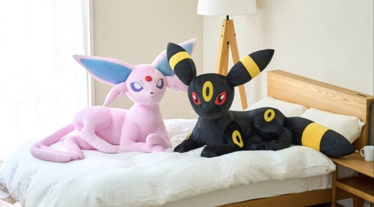 Lying-Down Espeon and Umbreon Plushies