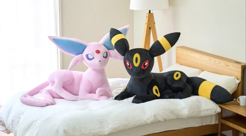 Lying-Down Espeon and Umbreon Plushies